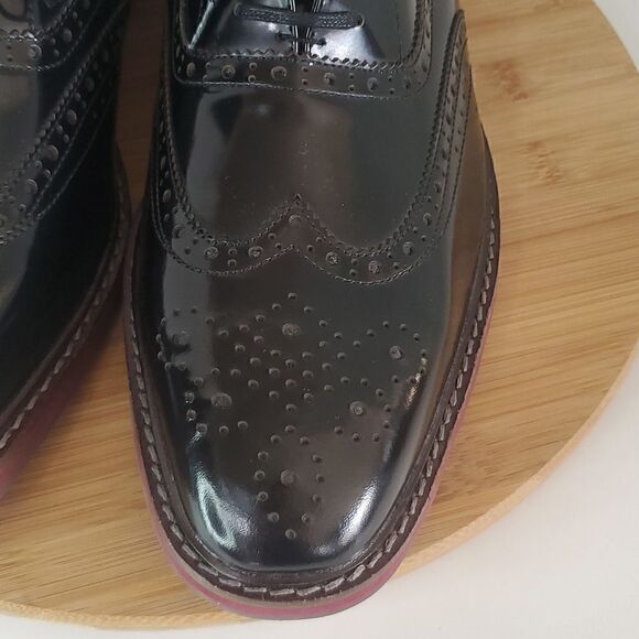 Steve Madden Men's Cingular Wingtip Oxfords Black Patent Leather Shoe Size 13 - Picture 4 of 10